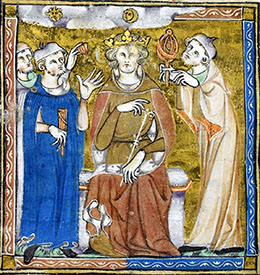 A King consulting both a doctor and an astrologer, c1327