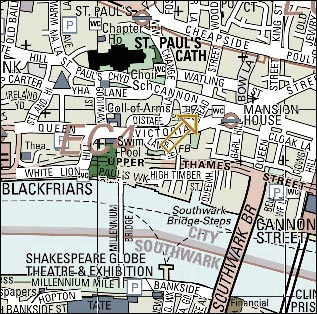 Map with location of Mermaid Tavern noted