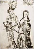 Thomas de Montacute, 4th Earl of Salisbury, and his first wife, Eleanor Holland. Wrythe Garter Book