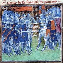 The Oriflamme, in a 15th-century manuscript illumination of the Battle of Poitiers