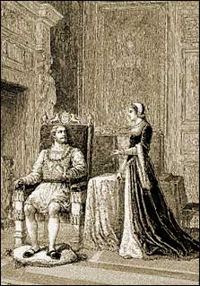 Katherine Parr discussing theology with the King
