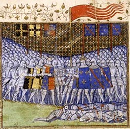 The Oriflamme, in a 15th-century manuscript illumination of the Battle of Poitiers