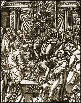 Henry VIII Suppresses the Pope, plate from Foxe's Book of Martyrs, 4th ed.
