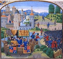 Richard II meeting with the rebels, from the Froissart Chronicles