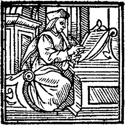 Sixteenth-century woodcut of a scribe