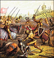 Artist's rendering of the battle of Tewkesbury. Art Print.