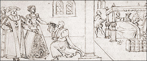 Henry VIII and Anne Boleyn sending Wolsey gifts