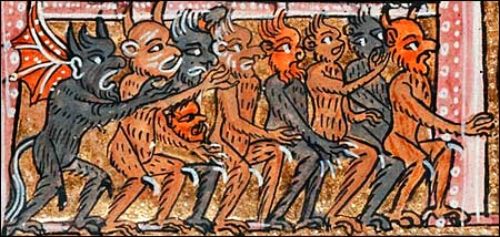 Devils. 14th-century Manuscript image