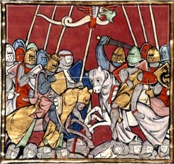 Arthur at the Battle of Bedegraine, 13th-c French MS.