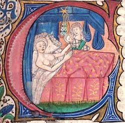Birth & celestial influences. Medieval Manuscript, 1490.