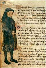 Chaucer portrait on the margin of a manuscript