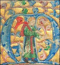 Hoccleve in an initial miniature, Harleian MS 4826, f84