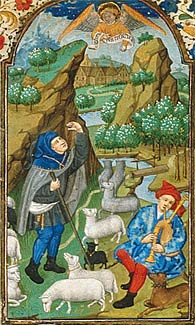 Annunciation to the Shepherds, Medieval French Manuscript, c1460