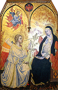 Taddeo di Bartolo. Annunciation Triptych (center panel), c1400. Pinacoteca Nazionale, Siena.