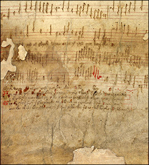 Medieval manuscript page from the Trinity Carol Roll.