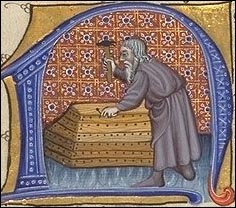 Building of Noah's Ark. From 'The Breviary of Martin of Aragon.' Spain, 15th Century.