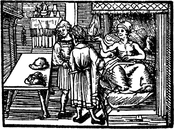 Woodcut of Dying Man