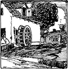 Woodcut of a mill