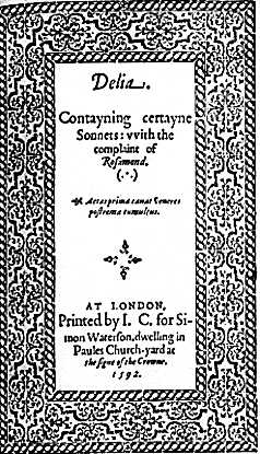 image: title page of Delia, 1592