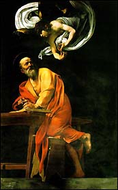 Caravaggio. The Inspiration of St. Matthew. 1602