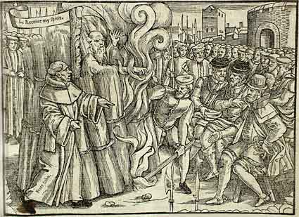 The Burning of Thomas Cranmer. Woodcut from Foxe's 'Acts and Monuments'