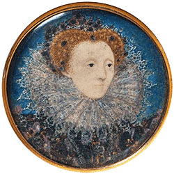 Queen Elizabeth. Watercolor miniature by Nicholas Hilliard, Nationalmuseum, Sweden.