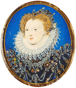 Hilliard miniature of Queen Elizabeth I of England, c. 1585. The Royal Collection