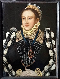Restored version of the Elizabeth 1569 portrait by a Follower of the Master of the Countess of Warwick