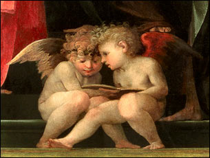 Rosso Fiorentino. Detail of putti from 'Madonna Enthroned with Four Saints' 1518
