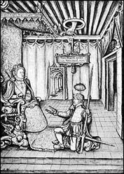 Gascoigne presenting his poems to Elizabeth I
