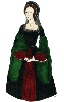 Lady with green sleeves, painted after a portrait of Anne Boleyn by Anniina Jokinen