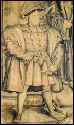 King Henry VIII by Hans Holbein. Cartoon for the Whitehall mural. National Portrait Gallery.