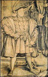 King Henry VIII by Hans Holbein. Cartoon for the Whitehall mural.  National Portrait Gallery.