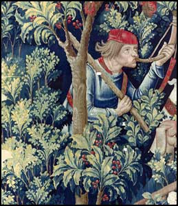 Holly Tree. Detail from the medieval tapestry 'The Unicorn Leaps Out of the Stream' at the Metropolitan Museum.