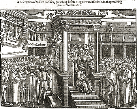 Latimer Preaching. Woodcut