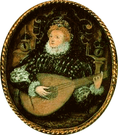 Queen Elizabeth Playing the Lute, c.1576, by Nicholas Hilliard