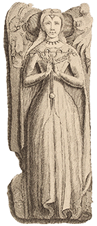 Engraving of a tomb effigy said to be of Matilda FitzWalter