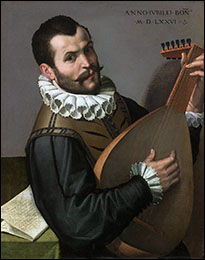 Bartolomeo Passarotti. Portrait of a Man Playing a Lute, 1576.