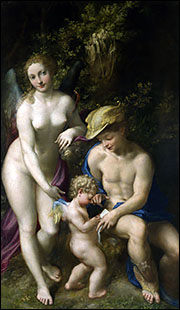 Correggio. The School of Love, aka the Education of Cupid, by Correggio, c.1525.