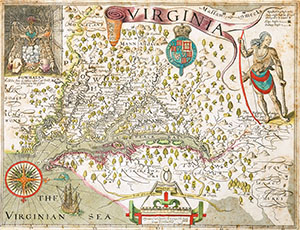 1612 Map of Virginia, John Smith and William Hole 