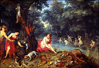 Jan Brueghel the Elder. Diana and her Nymphs at their Bath, c1620.