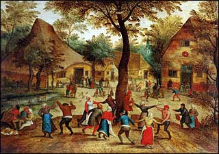Pieter Brueghel, the Elder. Village Scene with Dance Around the May Pole. 1634.