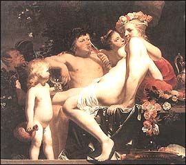 Caesar van Everdingen. Bacchus with Two Nymphs and Cupid.