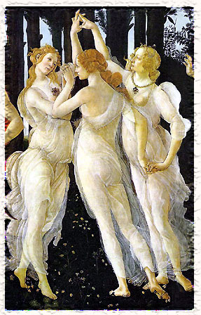 Botticelli.  Three Graces detail from Primavera.