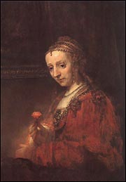 Rembrandt (1606-1669). Lady With A Pink.